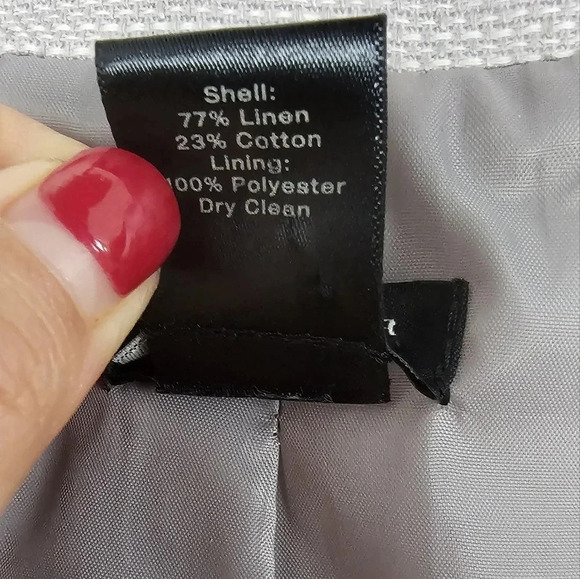 Ann Taylor Women's Silver Linen 3 Button Snap Close Suit Coat Jacket Blazer 14w - Picture 3 of 5